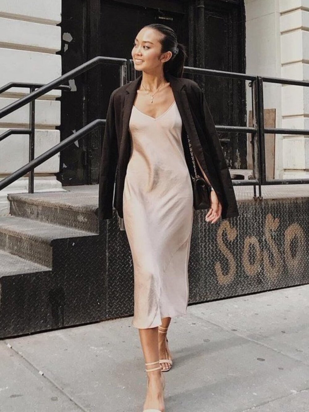 Aritzia Wilfred Only Satin Midi Slip Dress Champagne Tan Size Small